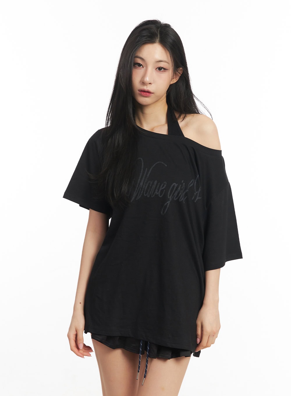 Graphic One-Shoulder Oversize T-Shirt CA503