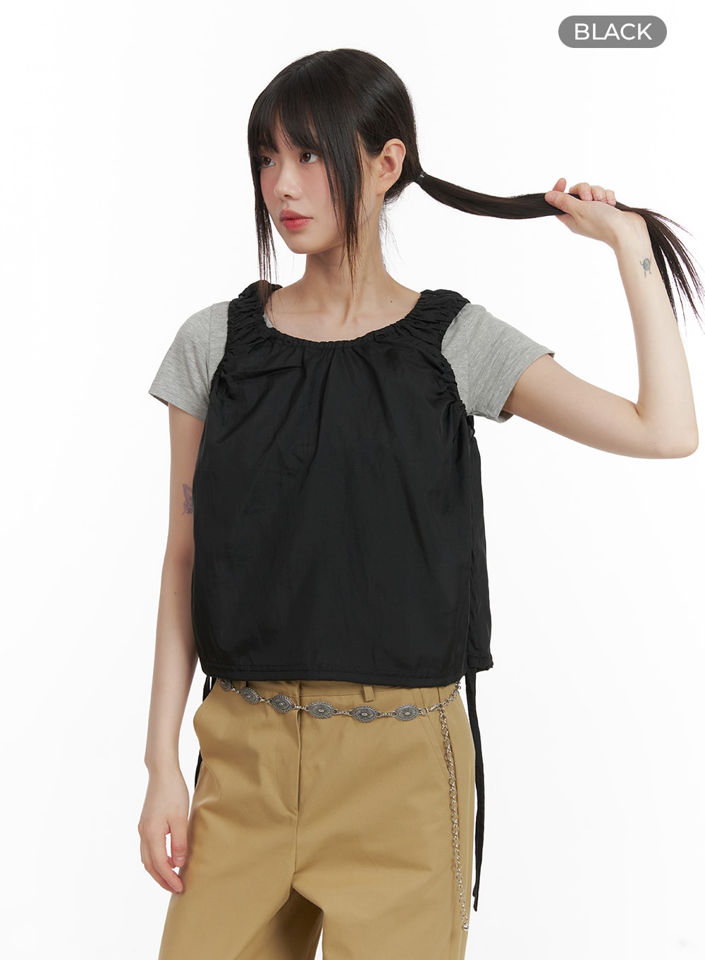 Ruched Side Knot Sleeveless Top CA418
