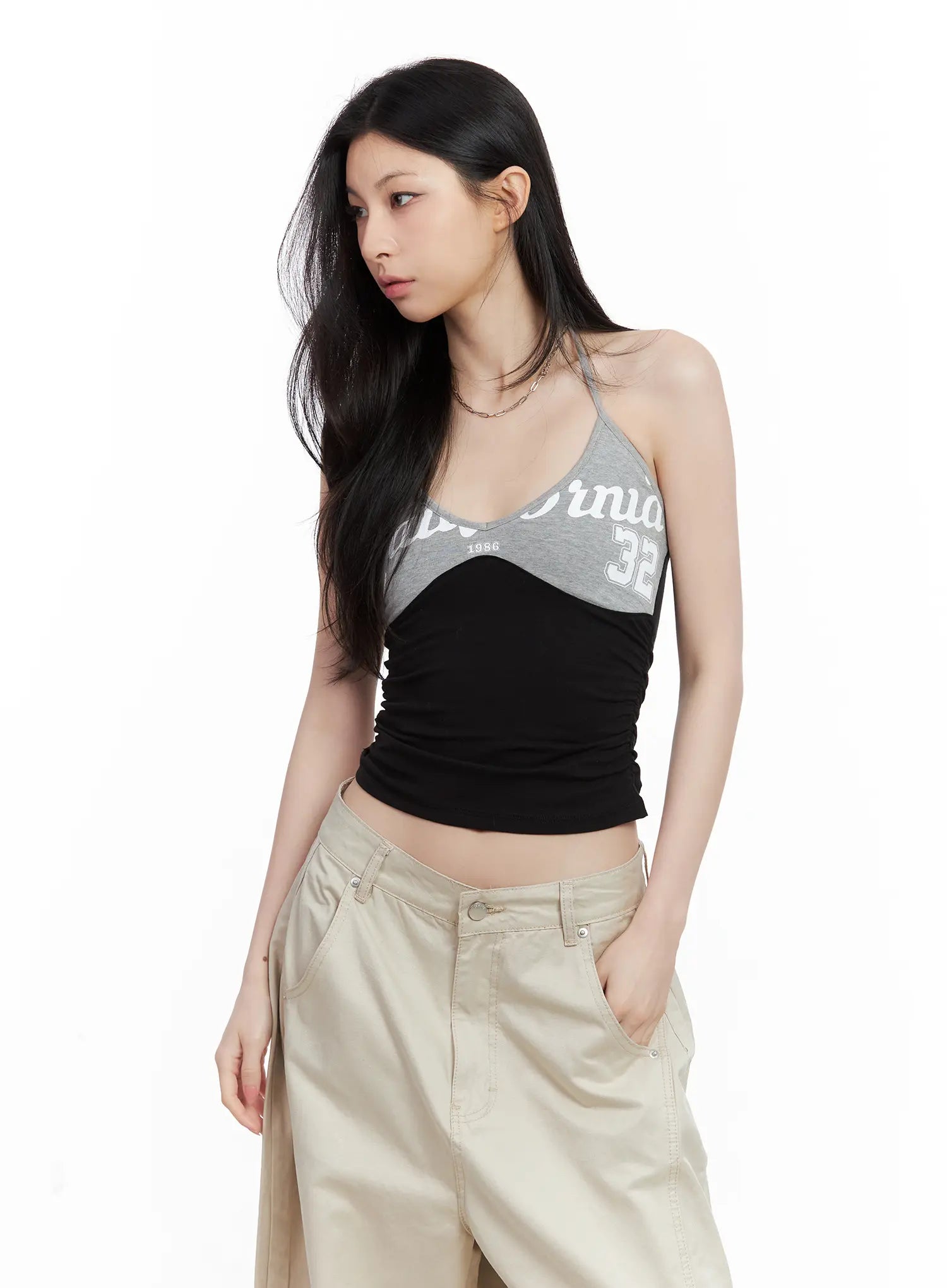 Contrast Graphic Halter Top CU530