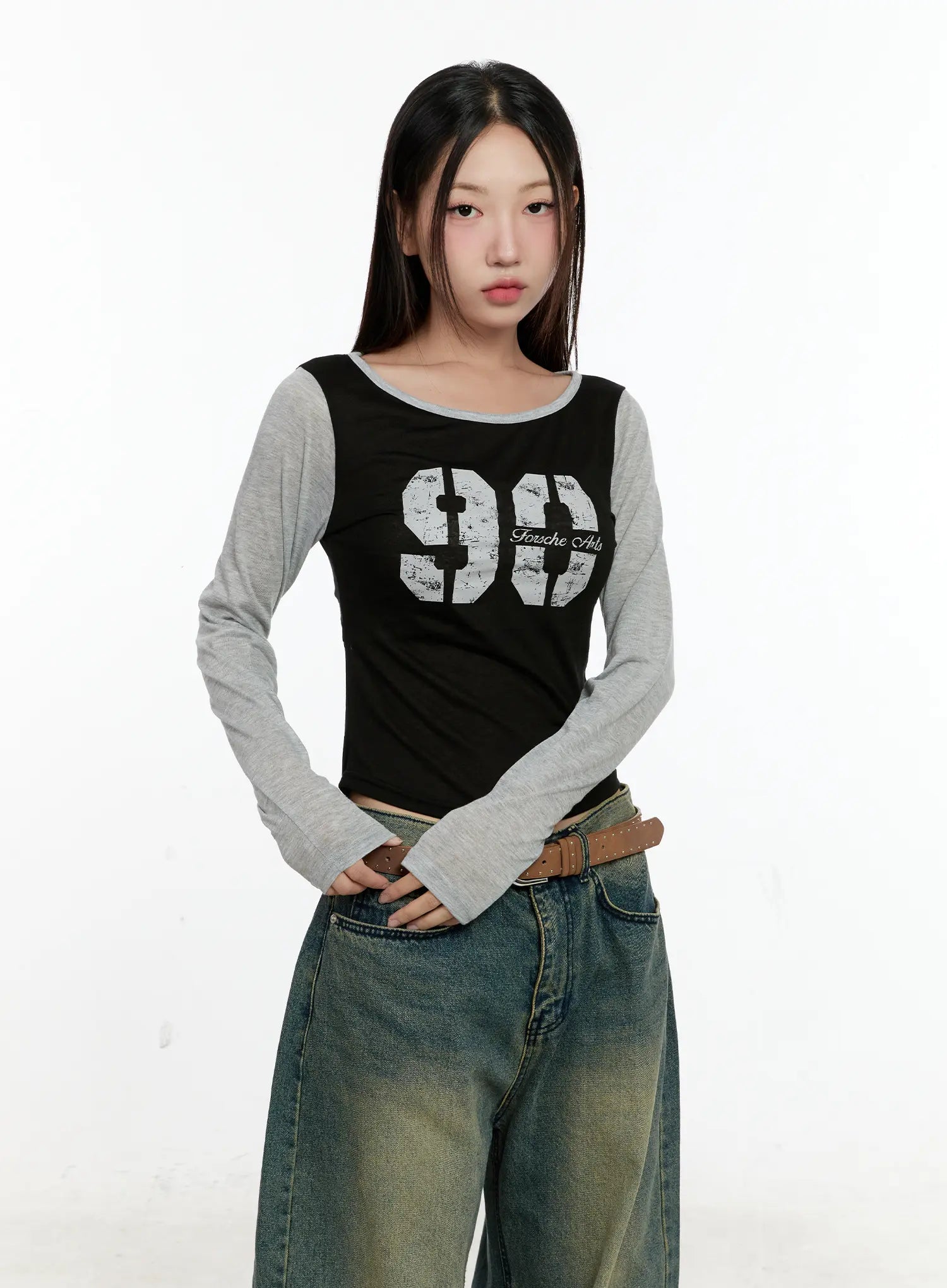 Two-Tone Long-Sleeve Top CL531