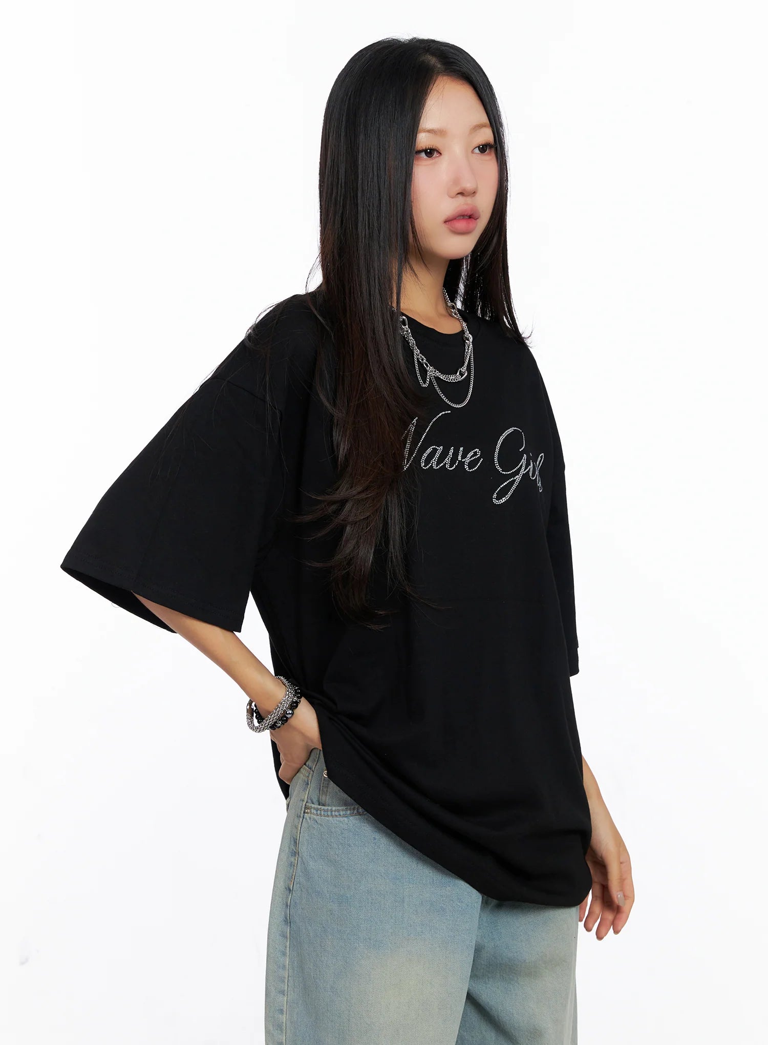 Oversized Text Print Tee CO515