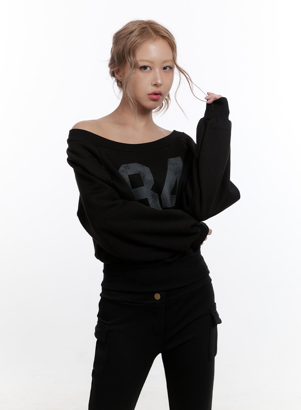 Off Shoulder Crop Sweatshirt CN425