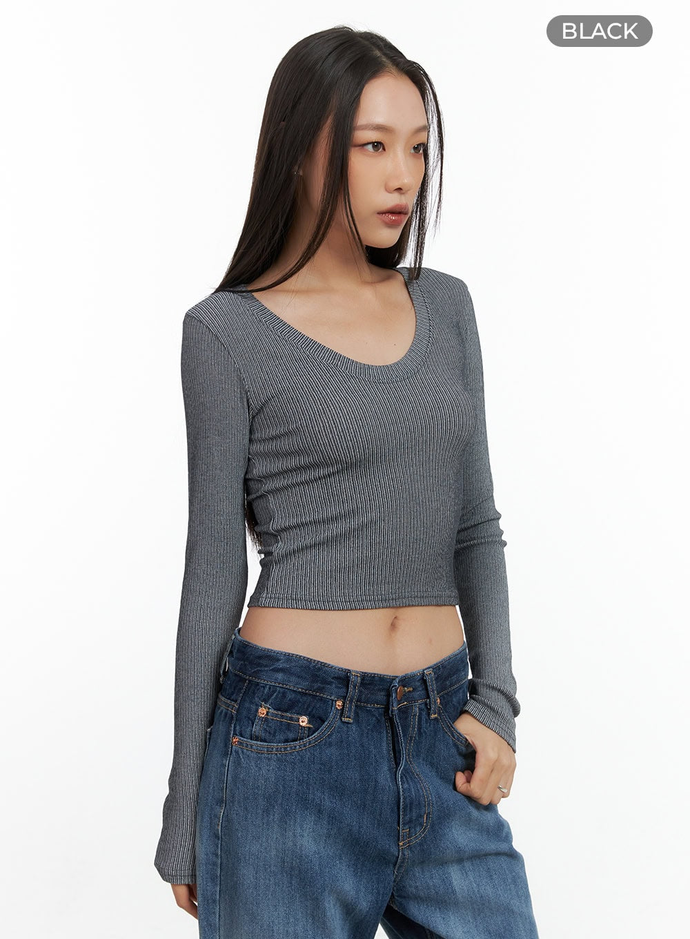 Slim U-Neck Crop Tee CO424