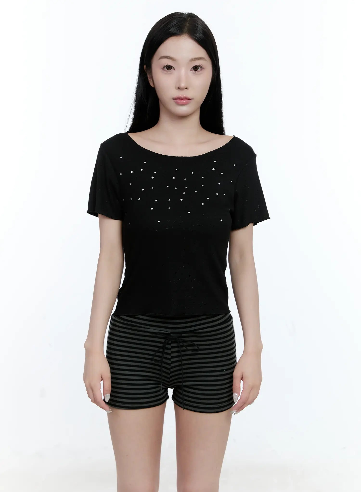 Bead Embellished Crop Tee CG501