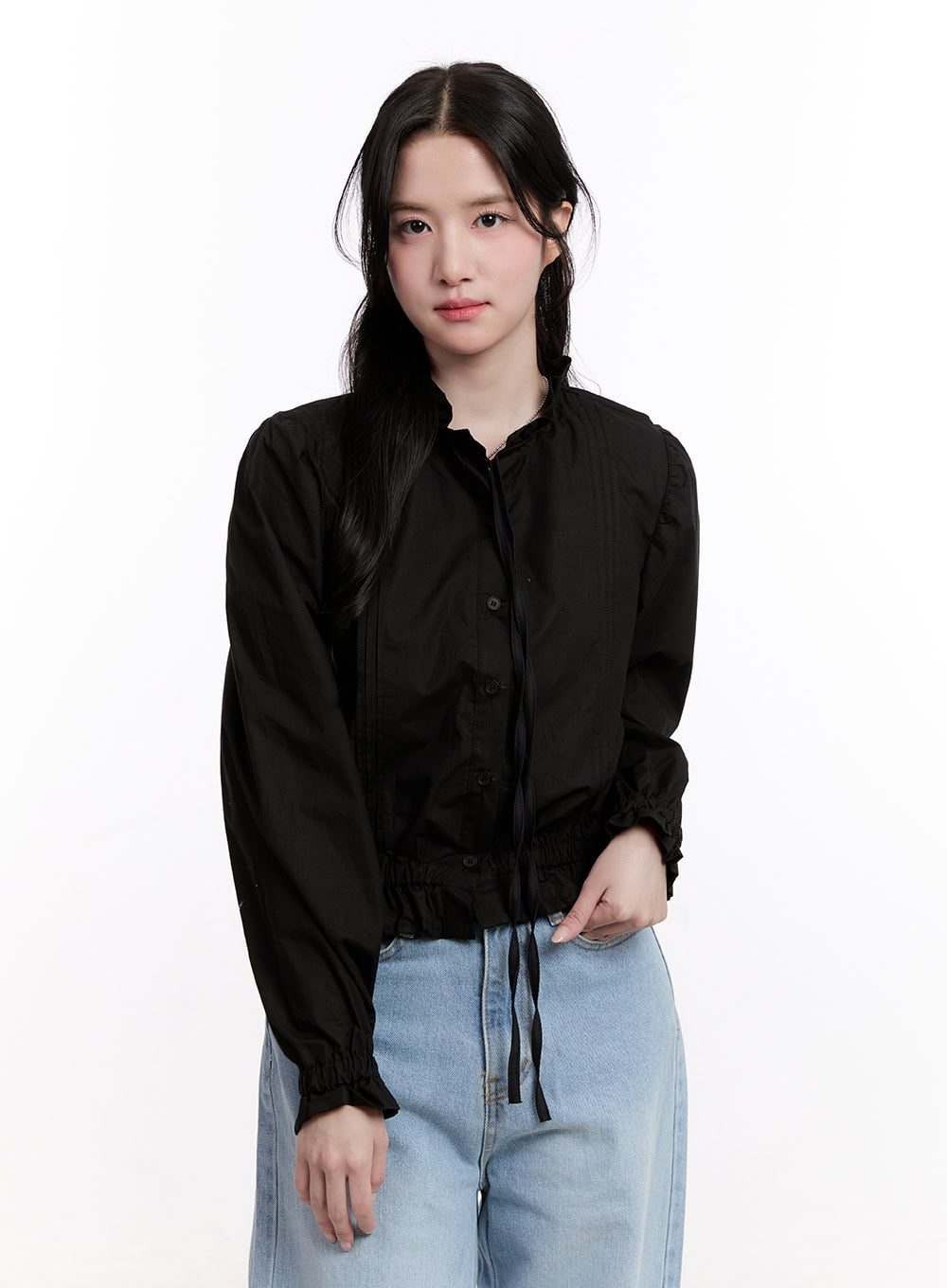 Ribbon Frill Long Sleeve Blouse CM526