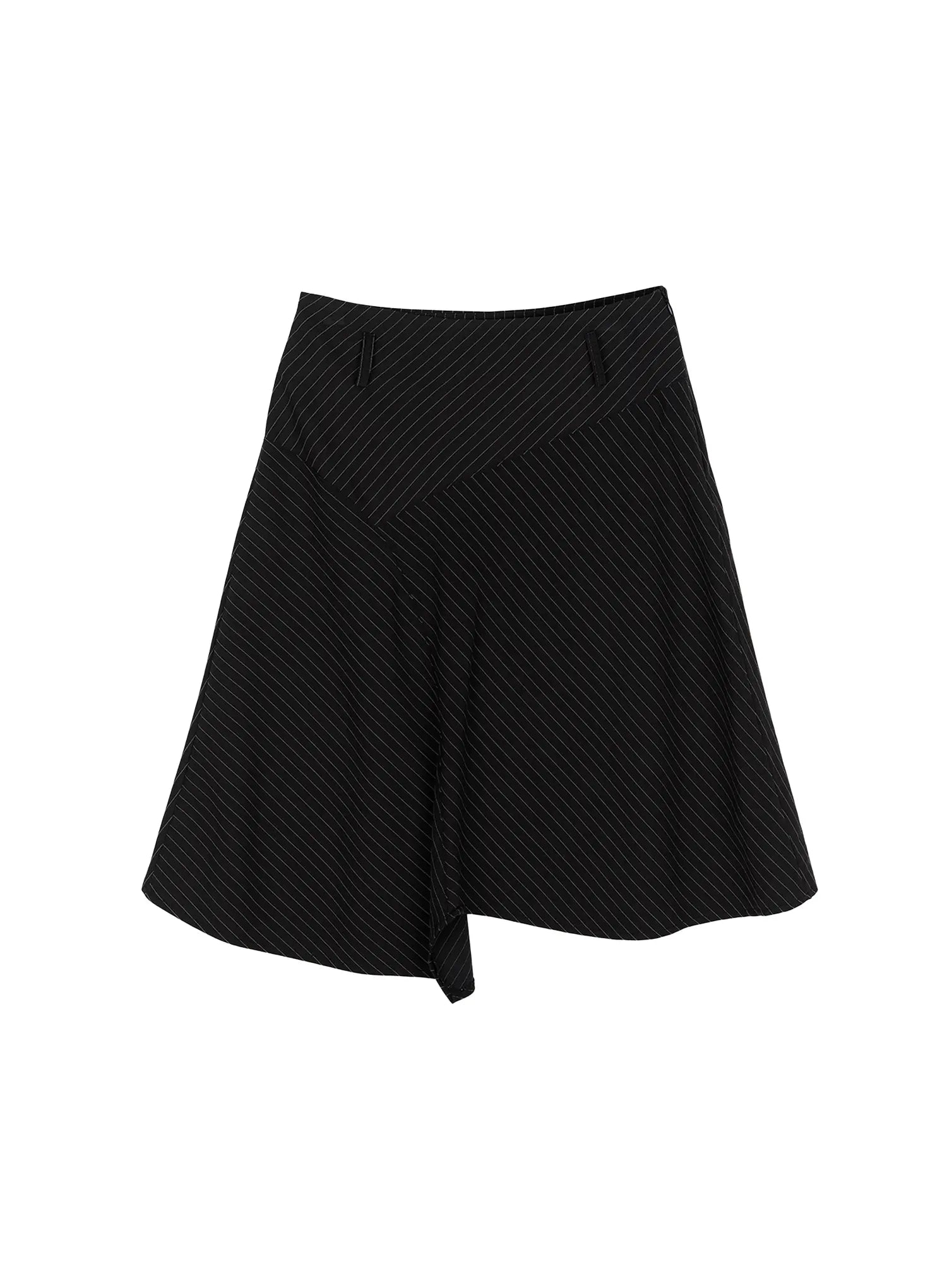 Asymmetric Pinstripe Midi Skirt CG511