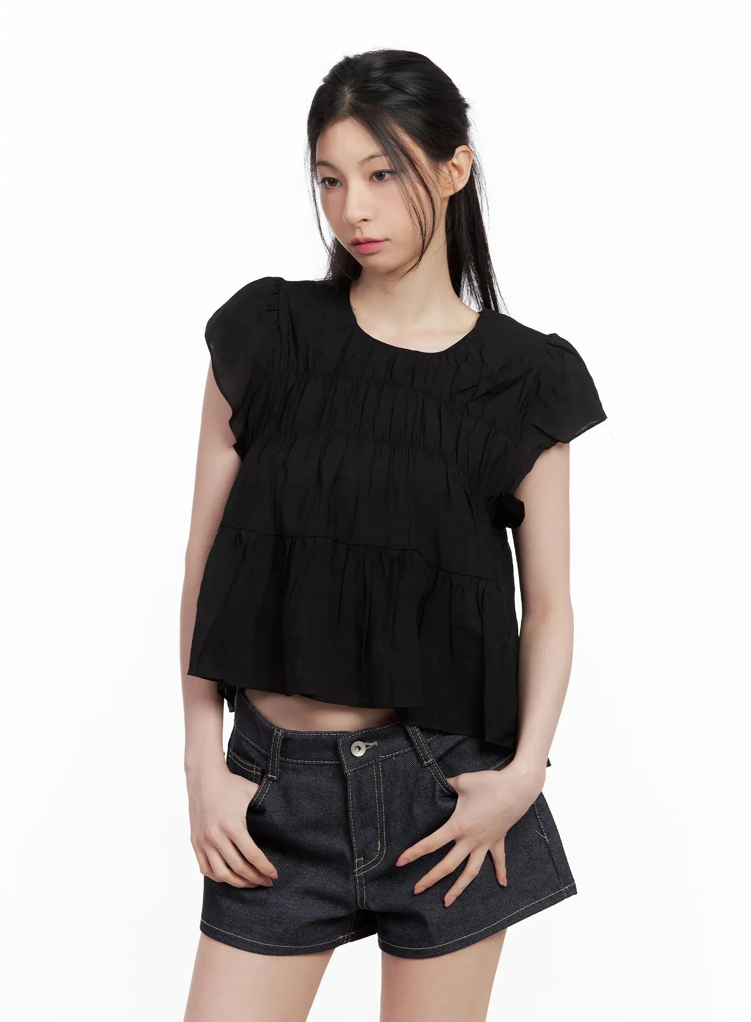 Tiered Puff-Sleeve Blouse CL501