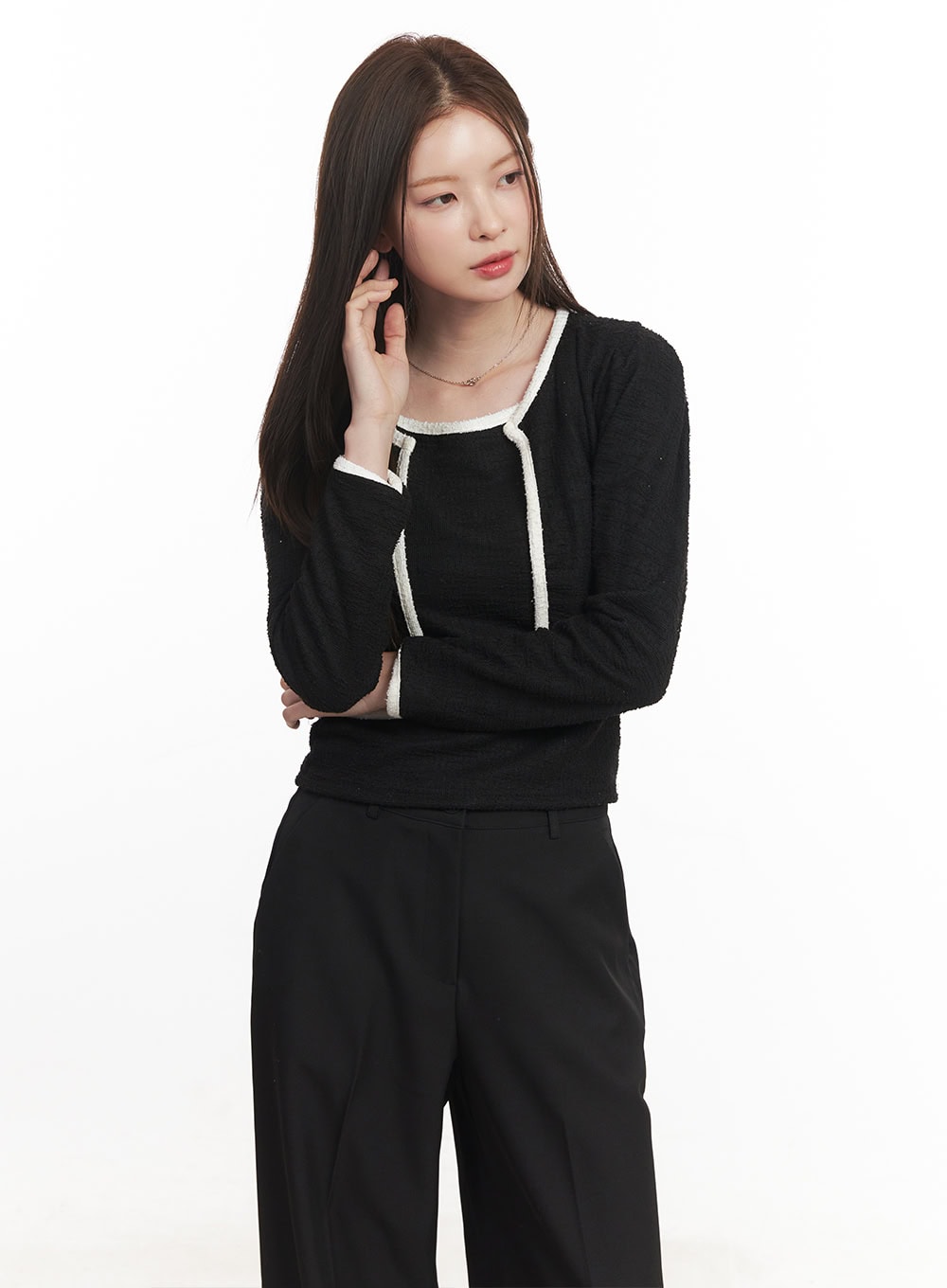 Contrast Tank Top Cardigan Set CA501