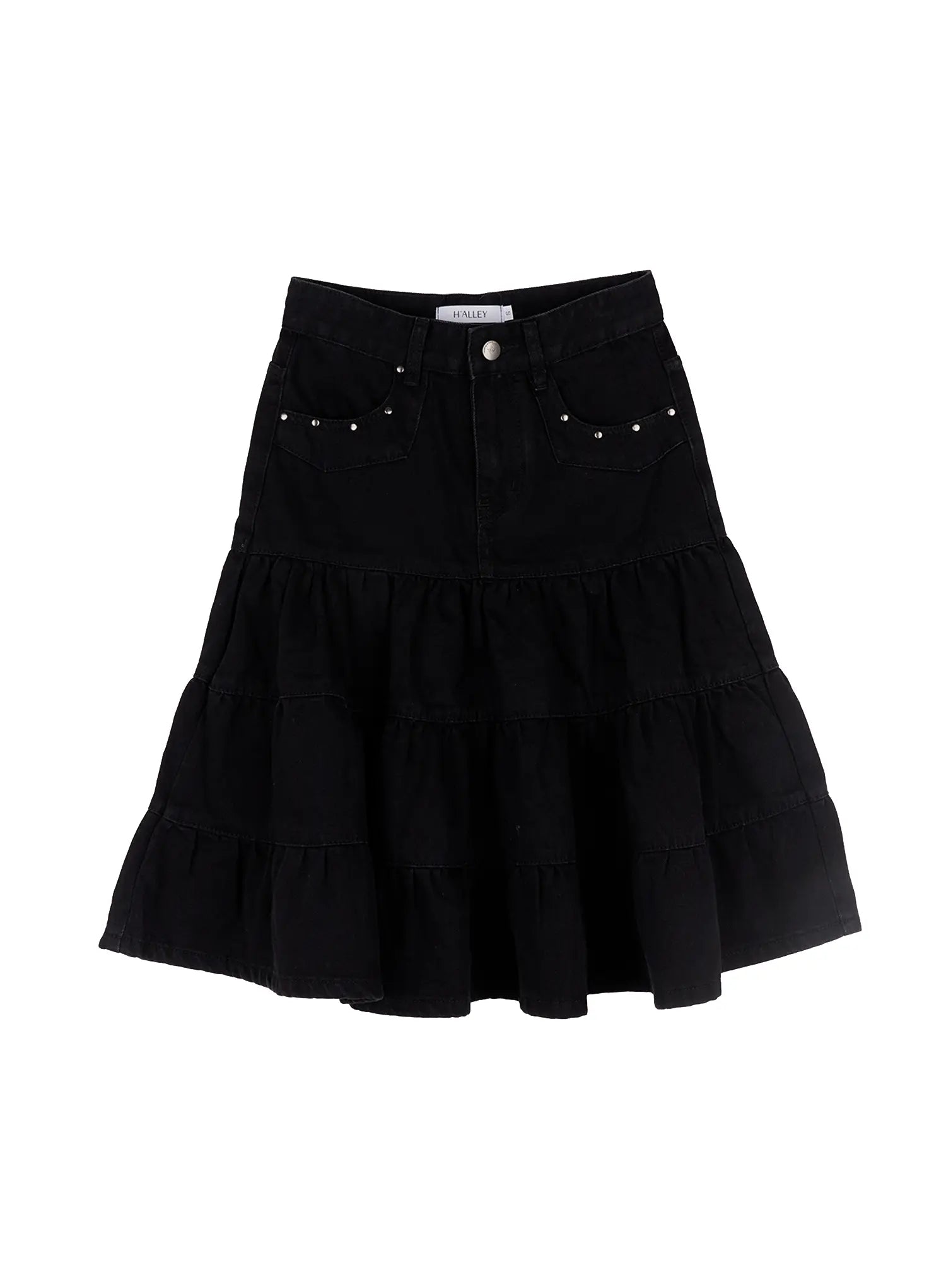 Tiered Vintage Denim Midi Skirt CO507