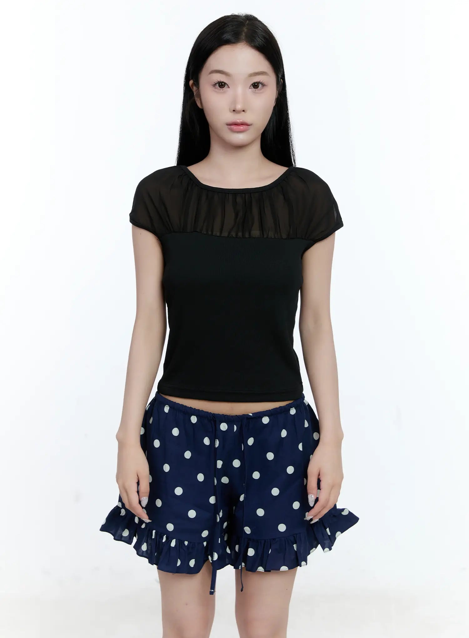 Sheer Cap-Sleeve Top CG501