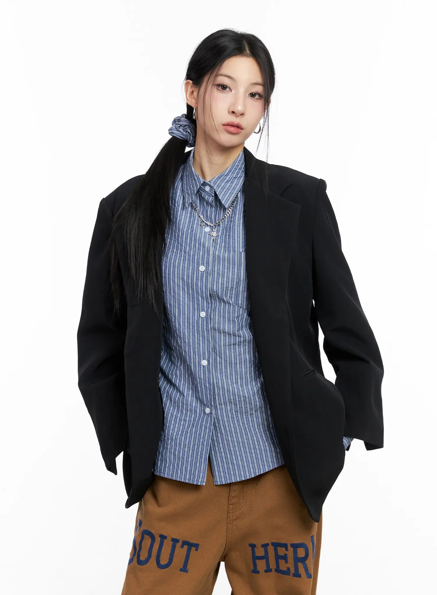 Oversized One-Button Blazer CC1109