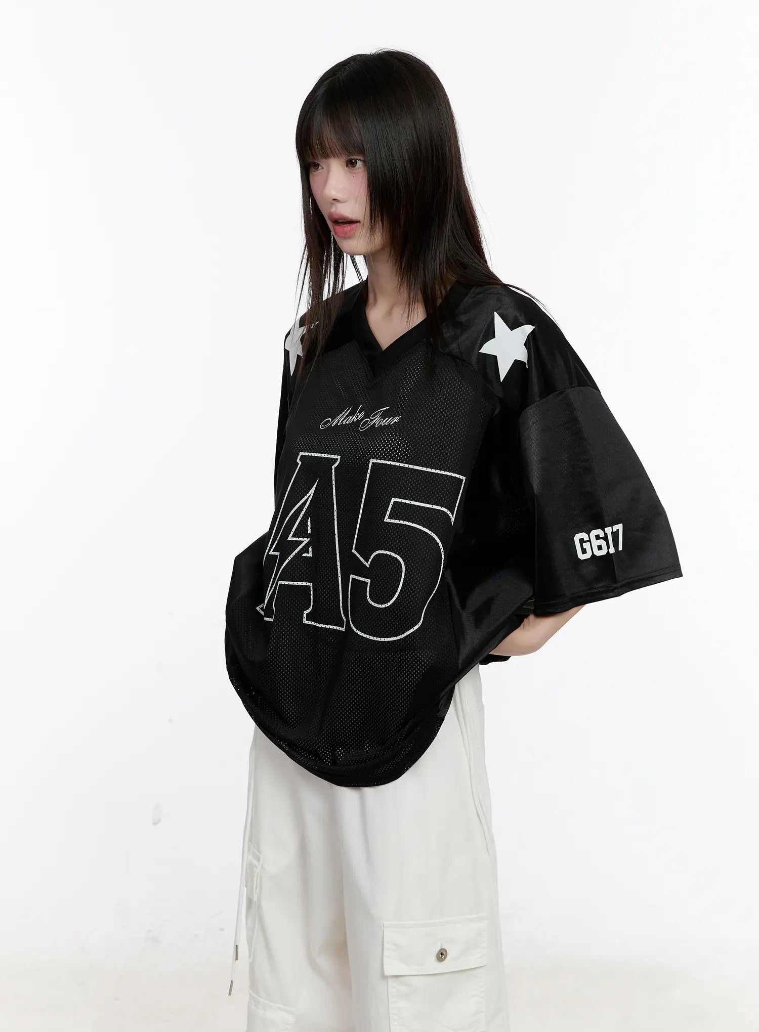 Oversized Graphic Jersey Top CL507