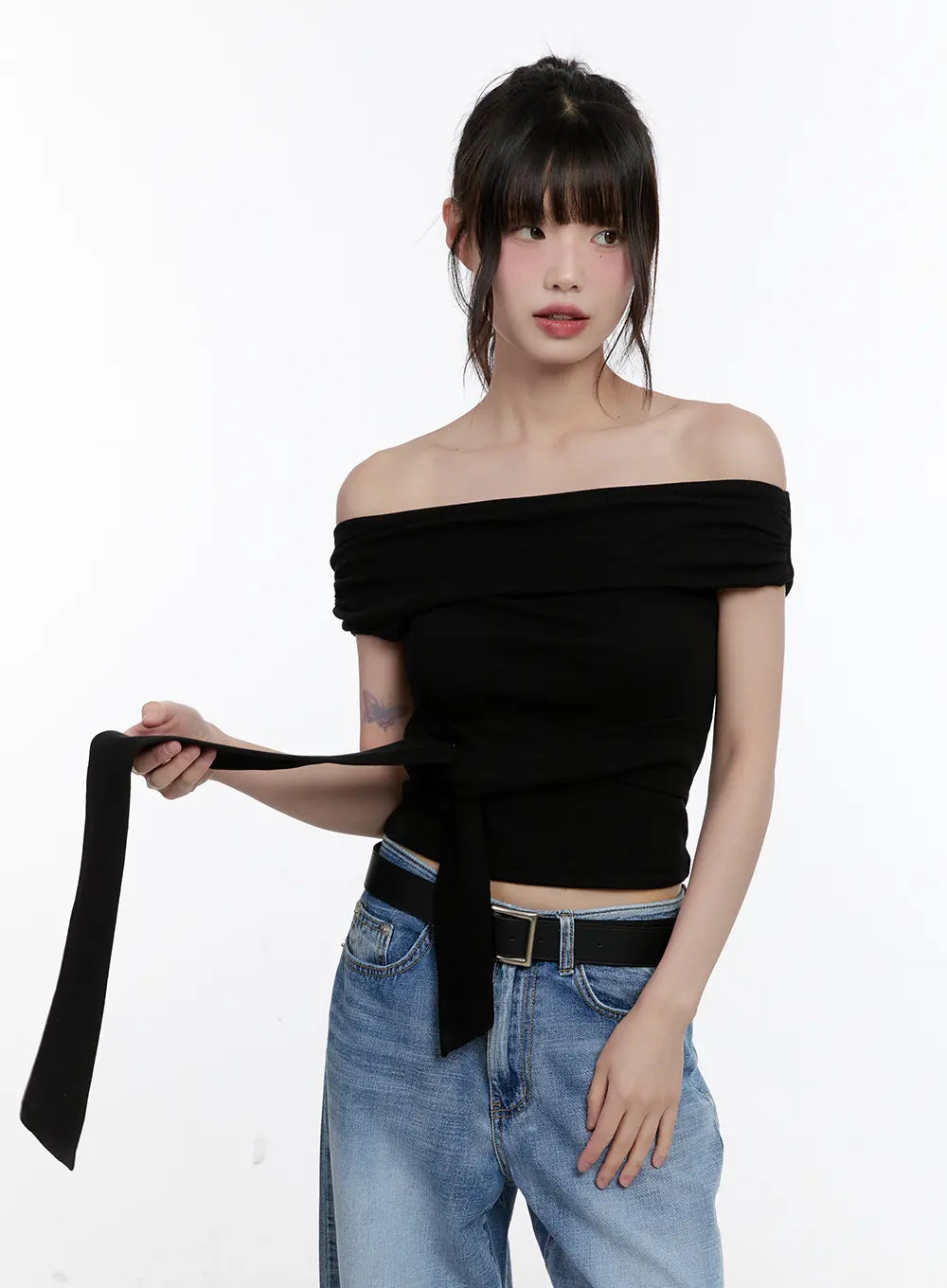 Off-Shoulder Tie Wrap Top CL504