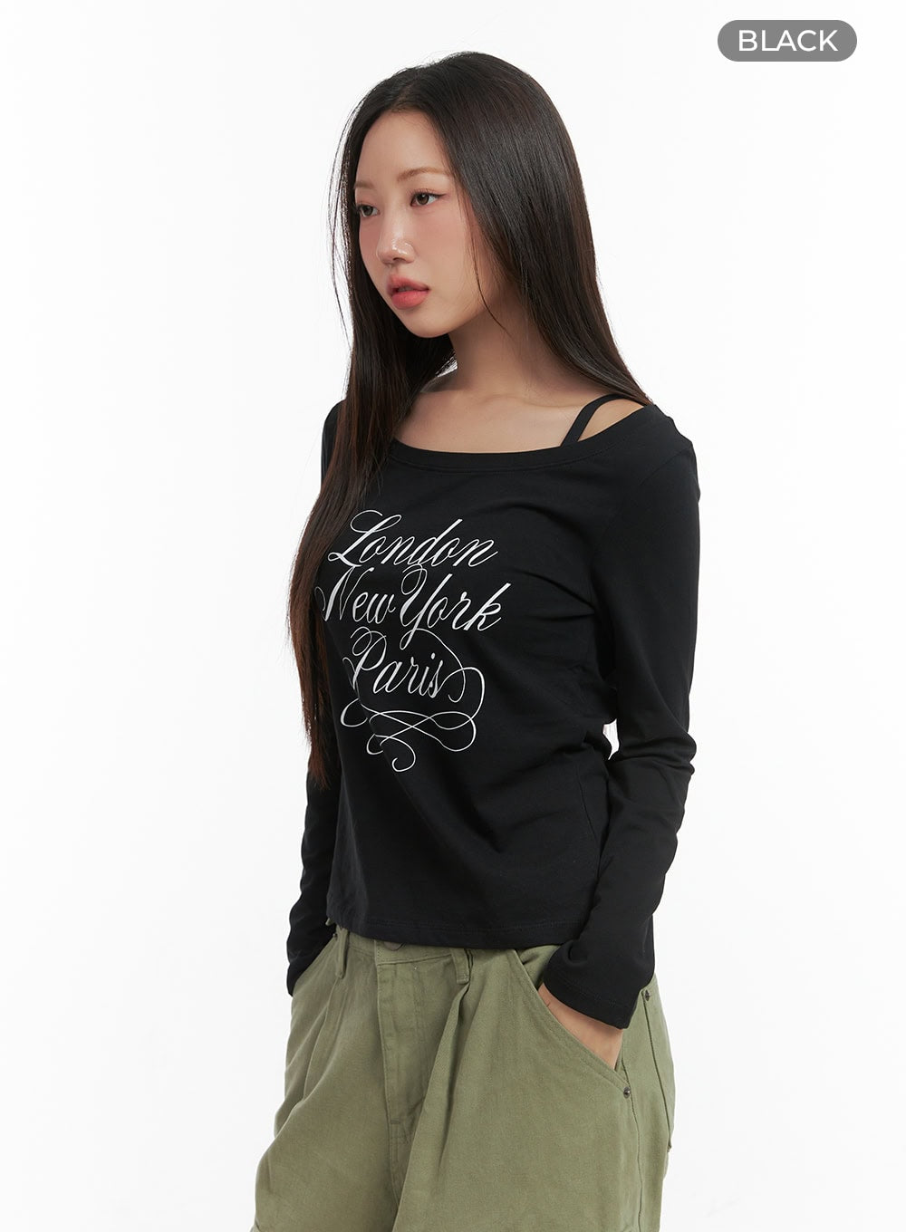 Comfy Lettering Off Shoulder Top CO417