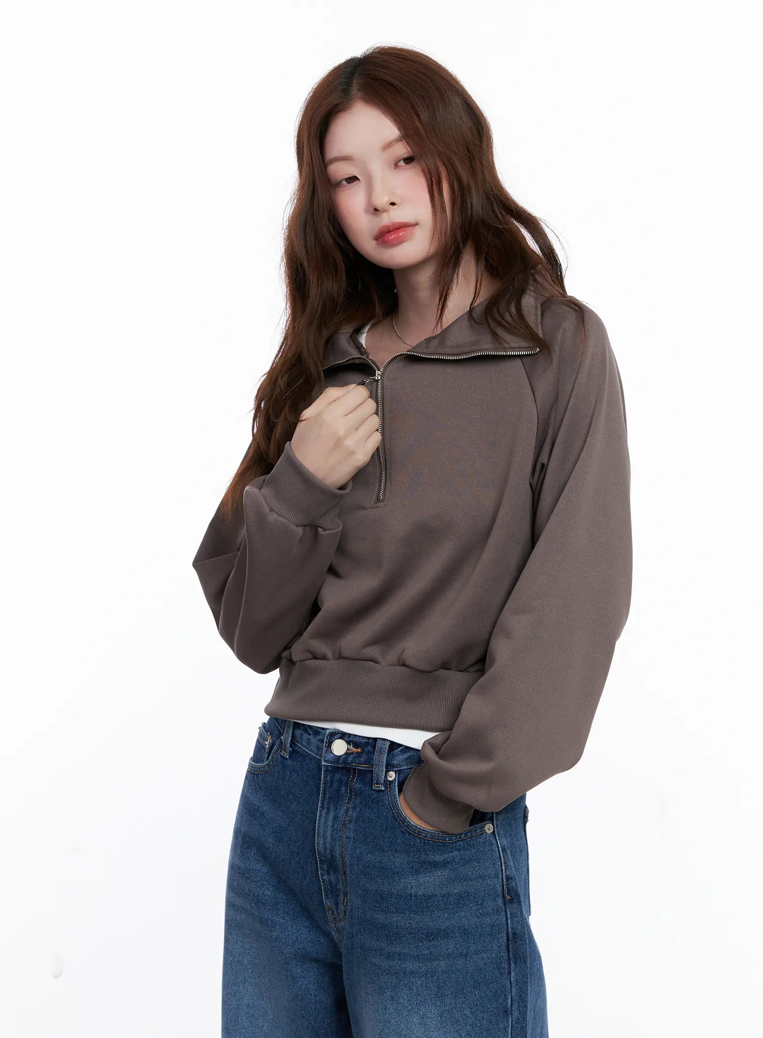 Collar Solid Half-Zip Sweatshirt CG520