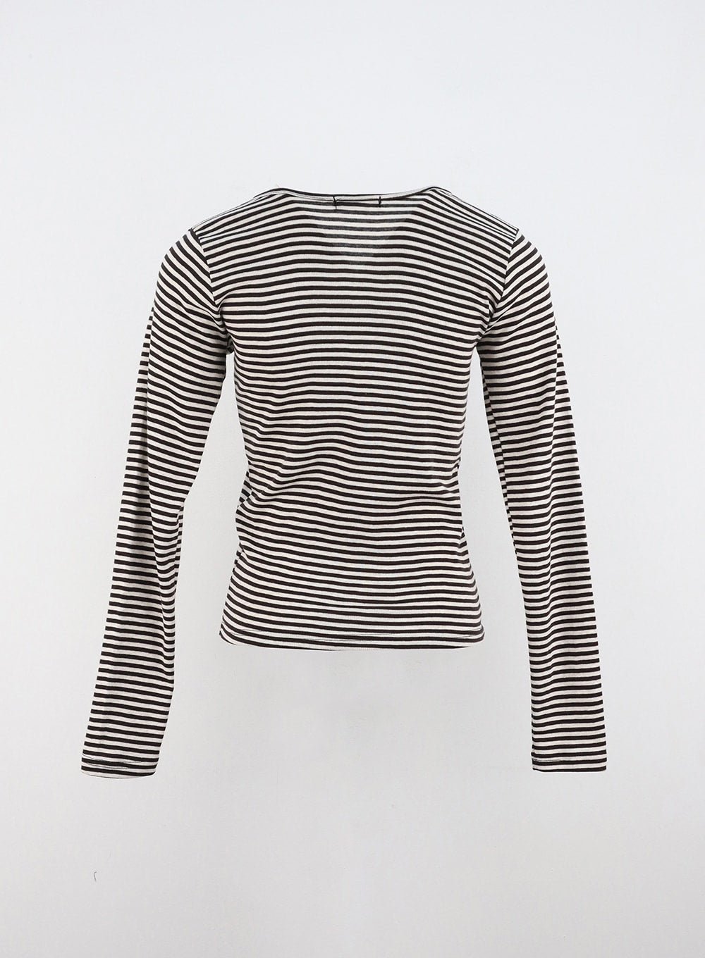 U-Neck Stripe Long Sleeve Tee OO319