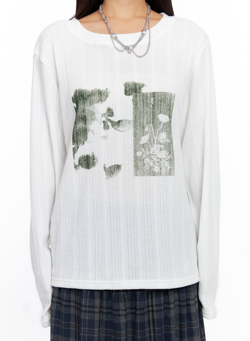 Oversized Ribbed Knit Long Sleeve Top CO515