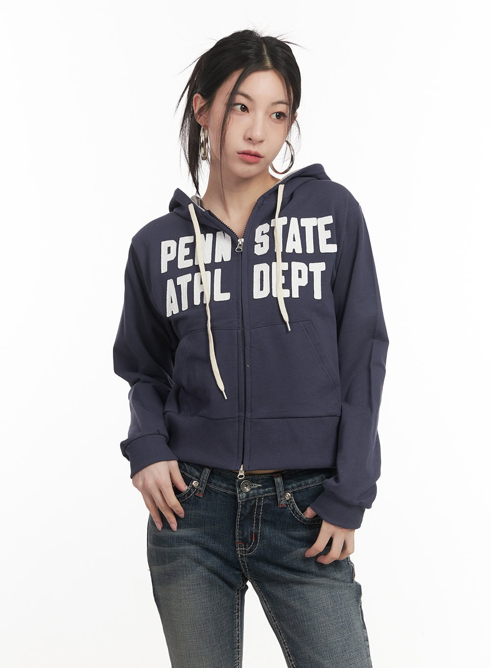 Patchwork Zip-Up Hooded Sweatshirt CF514