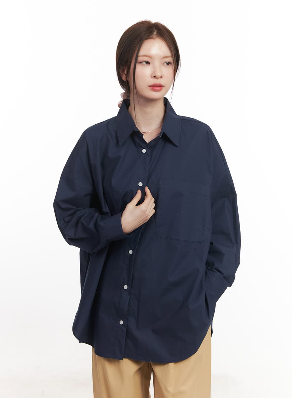 Cotton Oversized Button-Up Shirt CA502