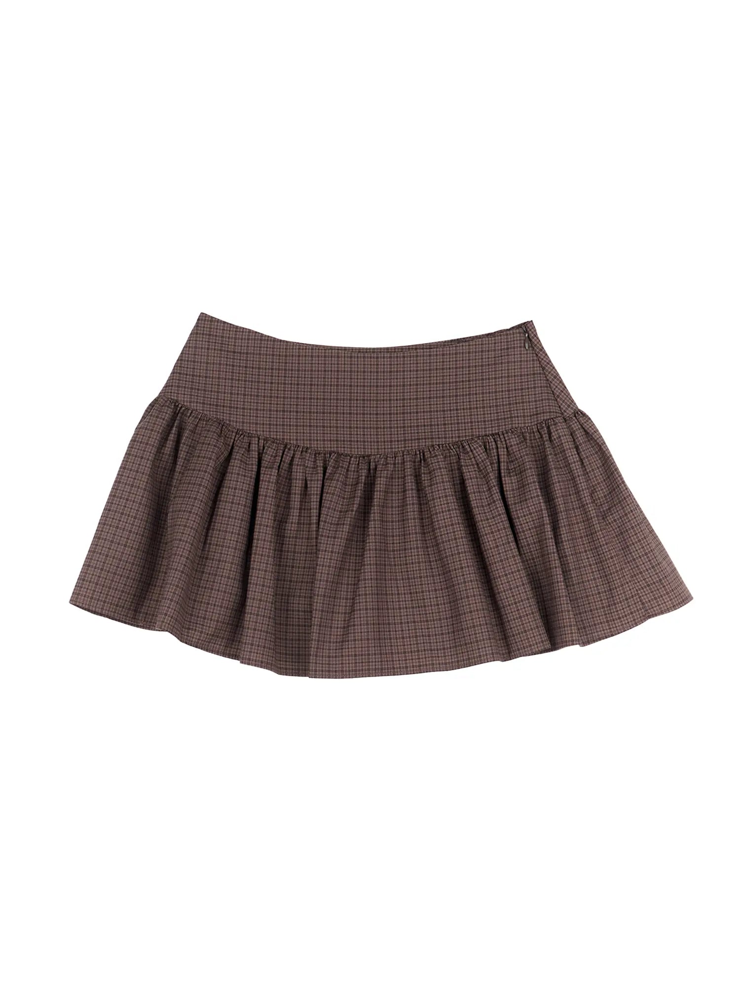 Gingham Flounce Mini Skirt CS503