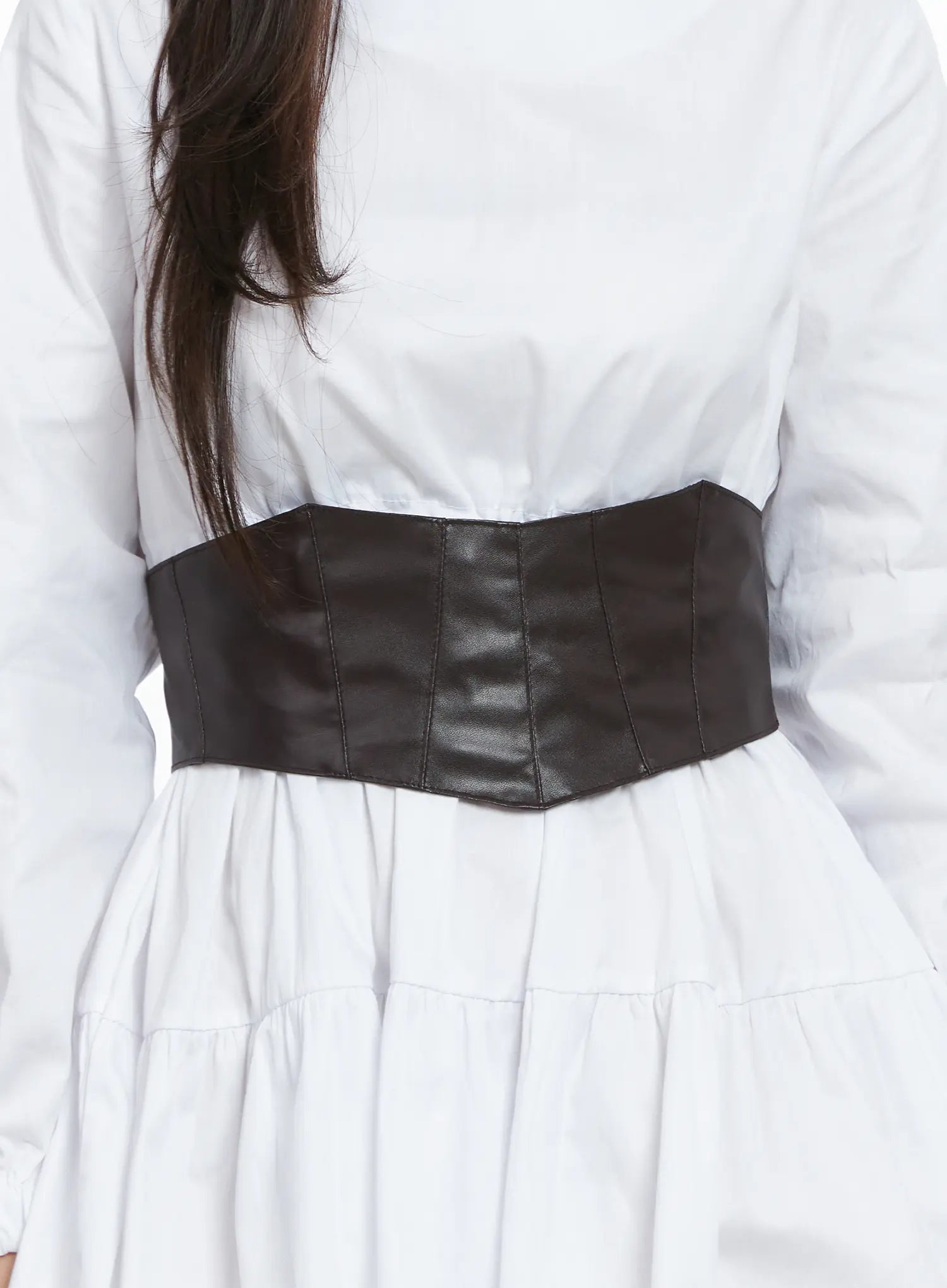 Vegan Leather Lace-Up Corset Belt Top CS503