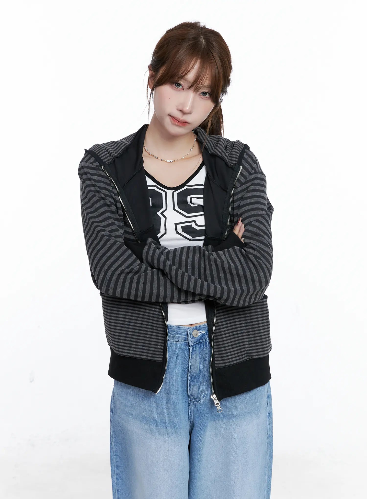 Striped Zip-Up Hoodie CG529