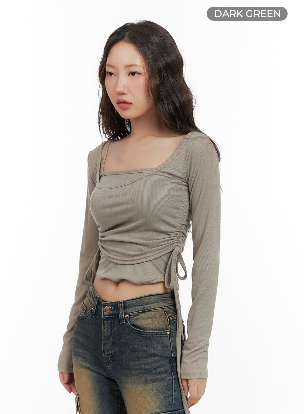 Shirred Square Neck Layered Top CG422