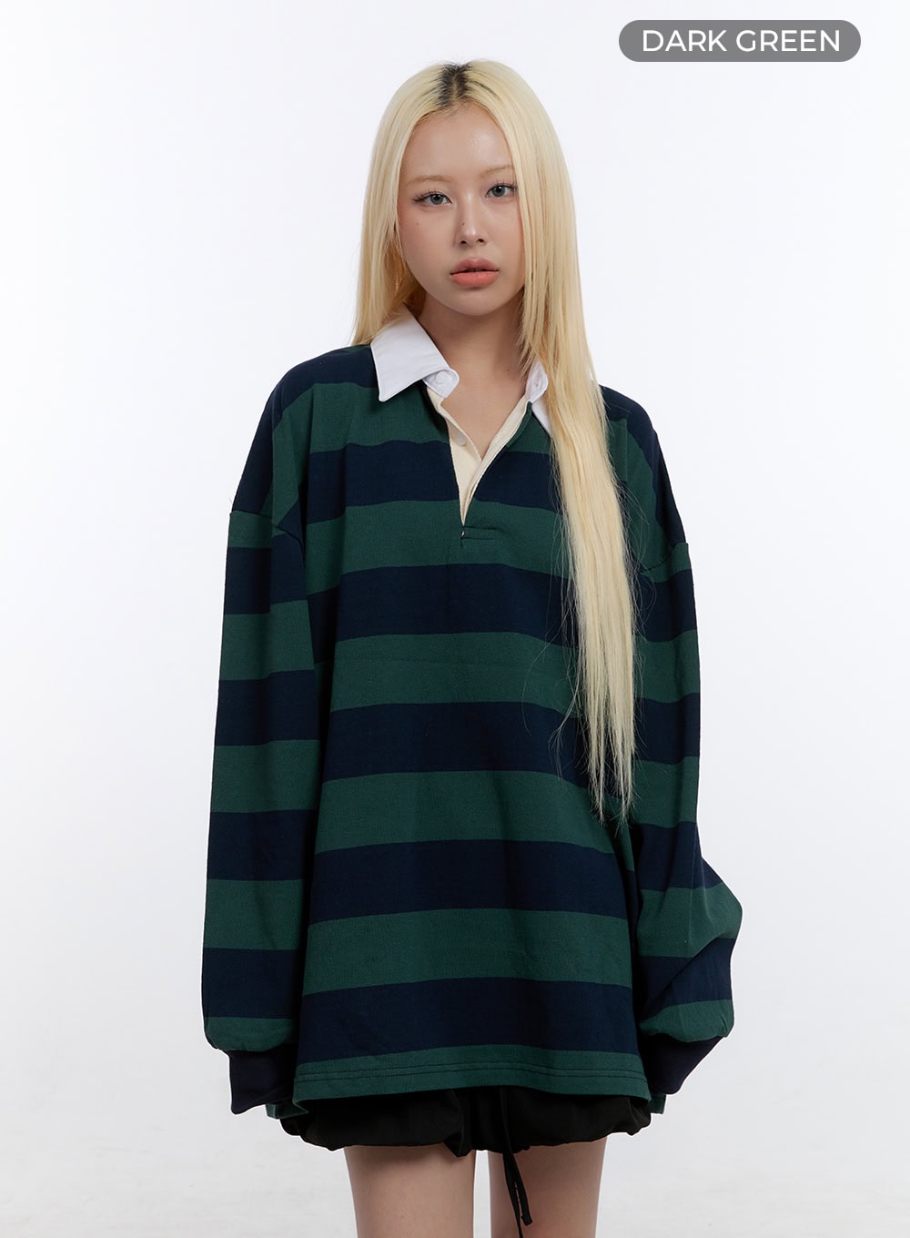 Oversized Button Collared Stripe Shirt CO422
