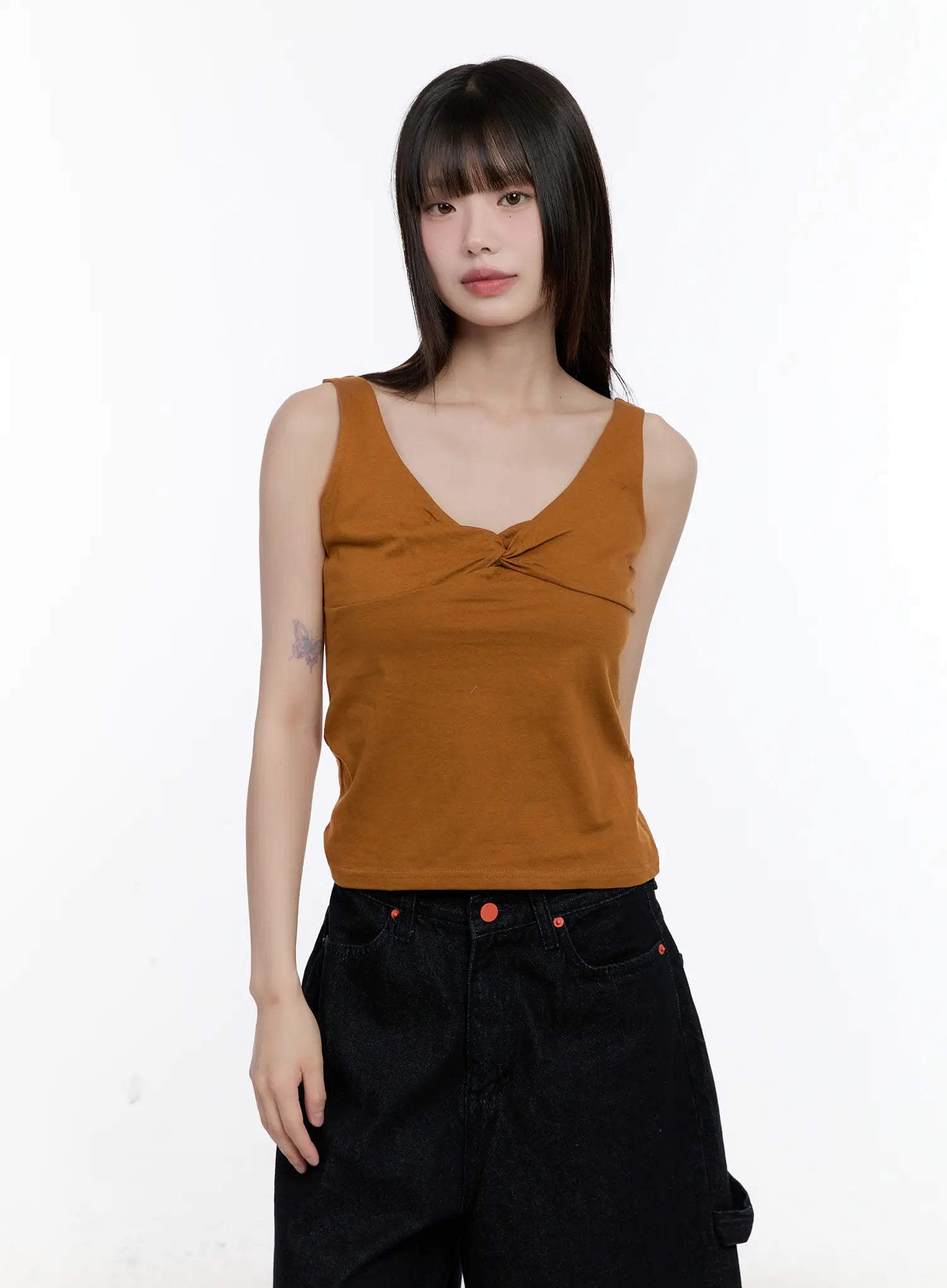 Twist Detail V-Neck Sleeveless Top CL504