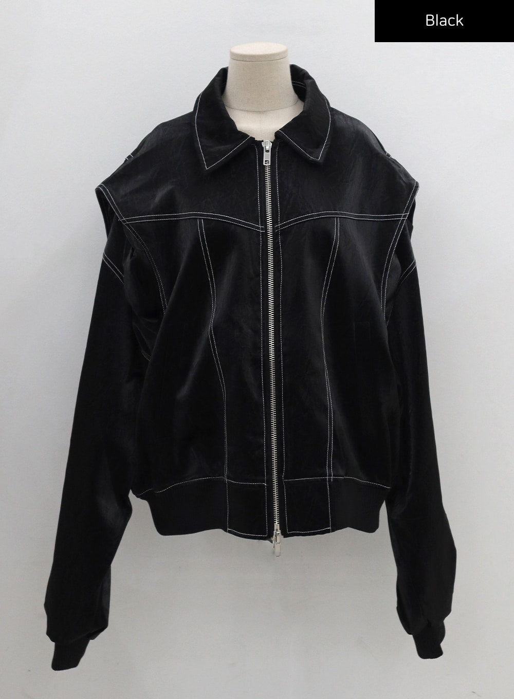 Over Fit Stitch Faux Leather Jacket Unisex CG16