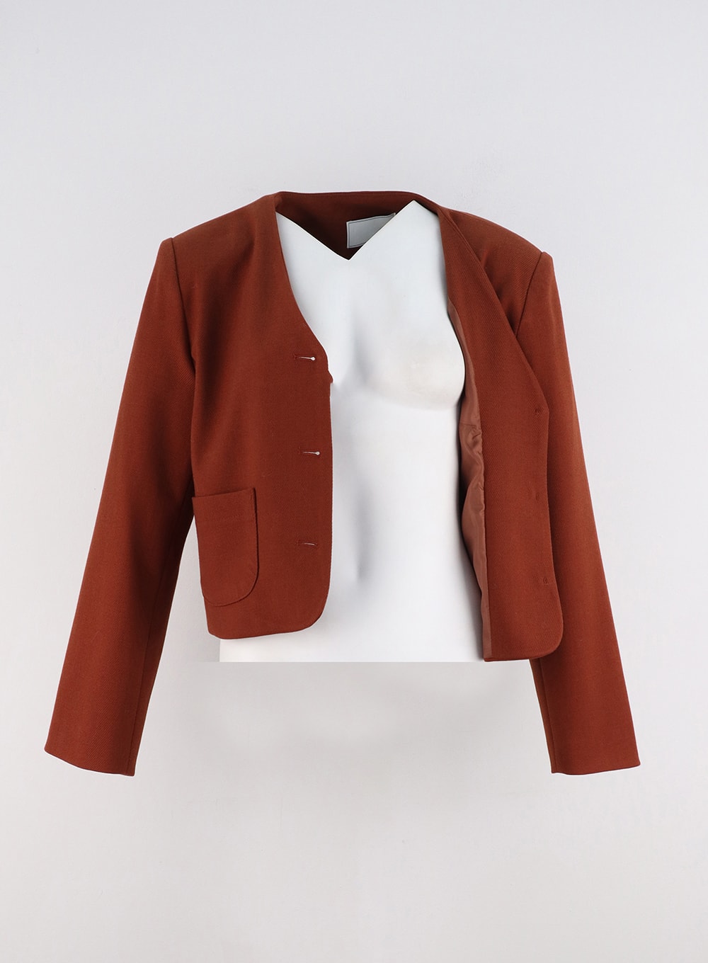Collarless Crop Blazer Jacket OO312