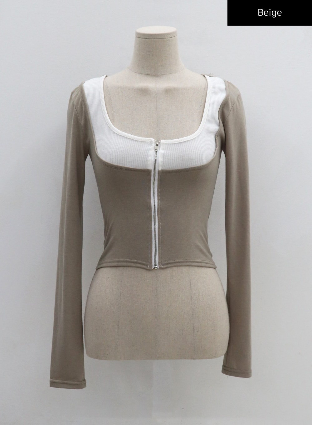 Two Tone Zip-Up Cropped Top CG31