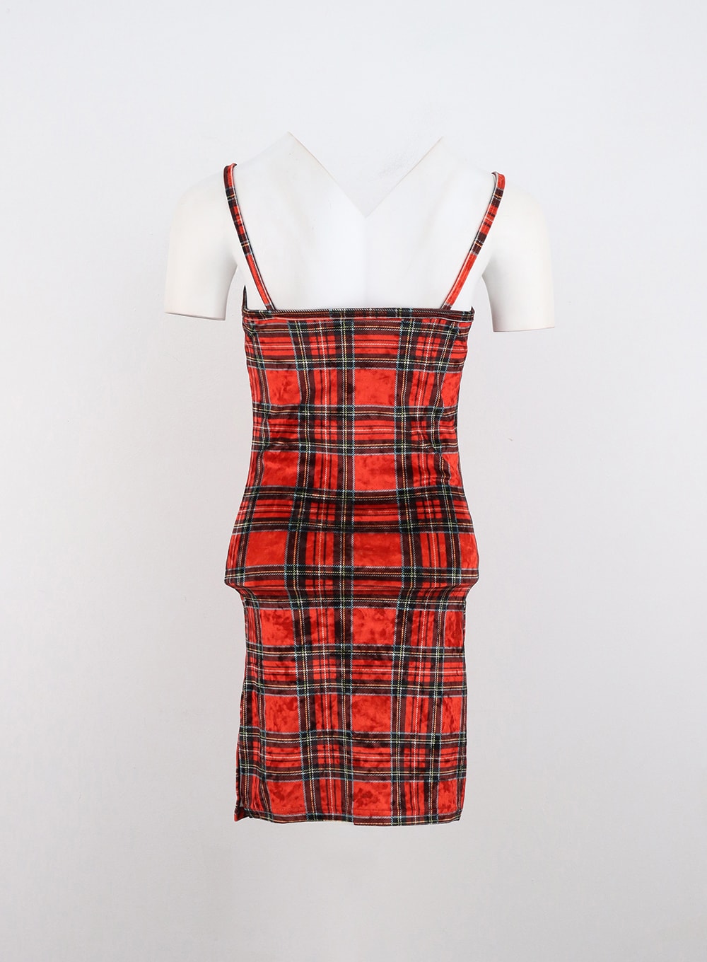 Round Neck Plaid Mini Sleeveless Dress IN323
