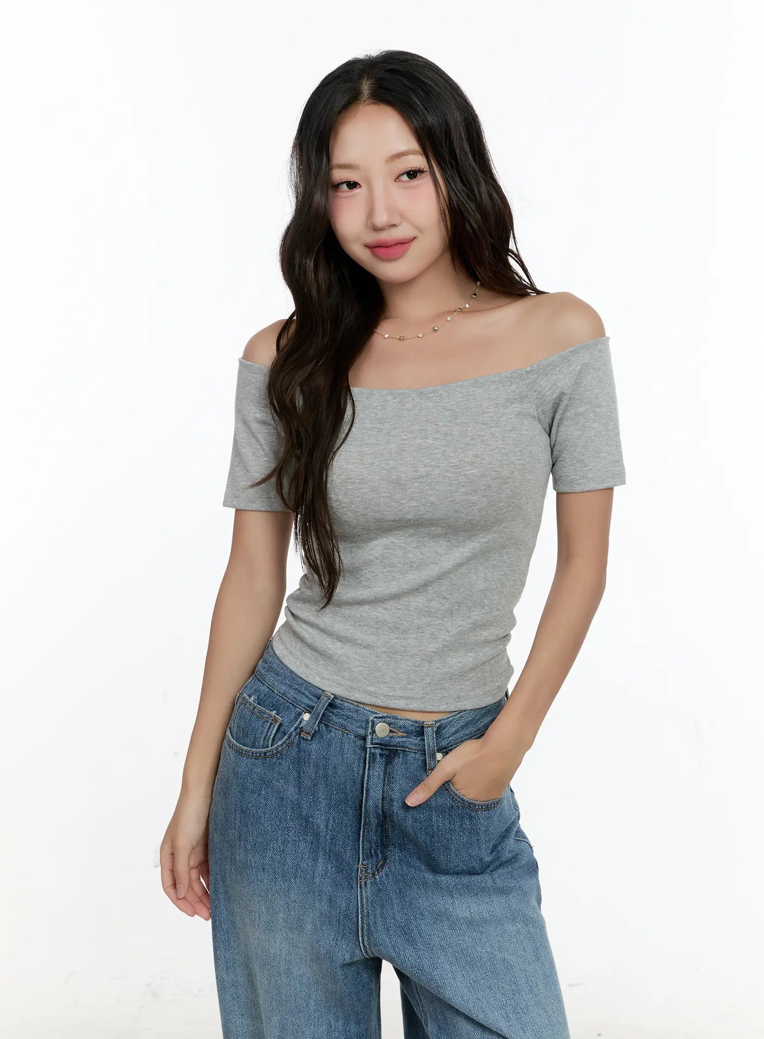 Basic Off-Shoulder Short-Sleeve Tee CG501