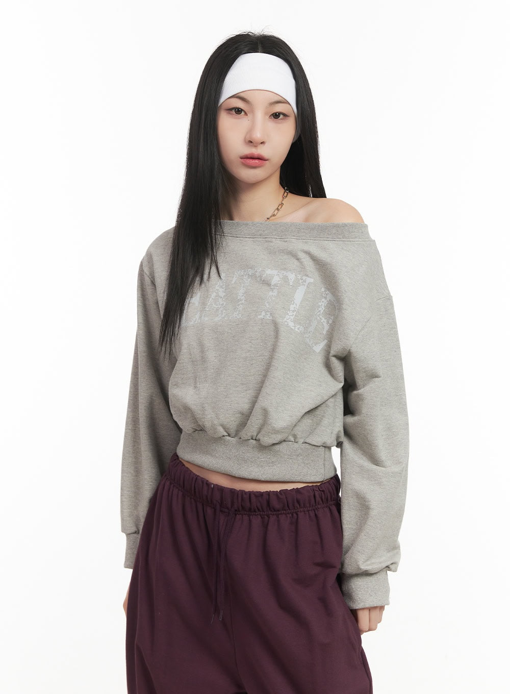 Soft Cotton Graphic Cropped Sweatshirt CF514