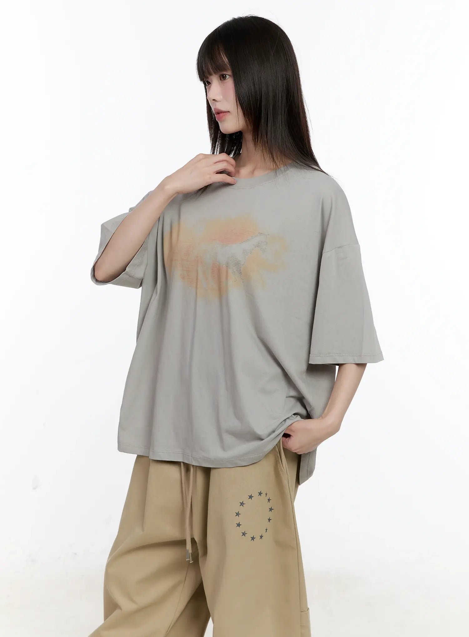 Washed Graphic Oversized Tee CL504