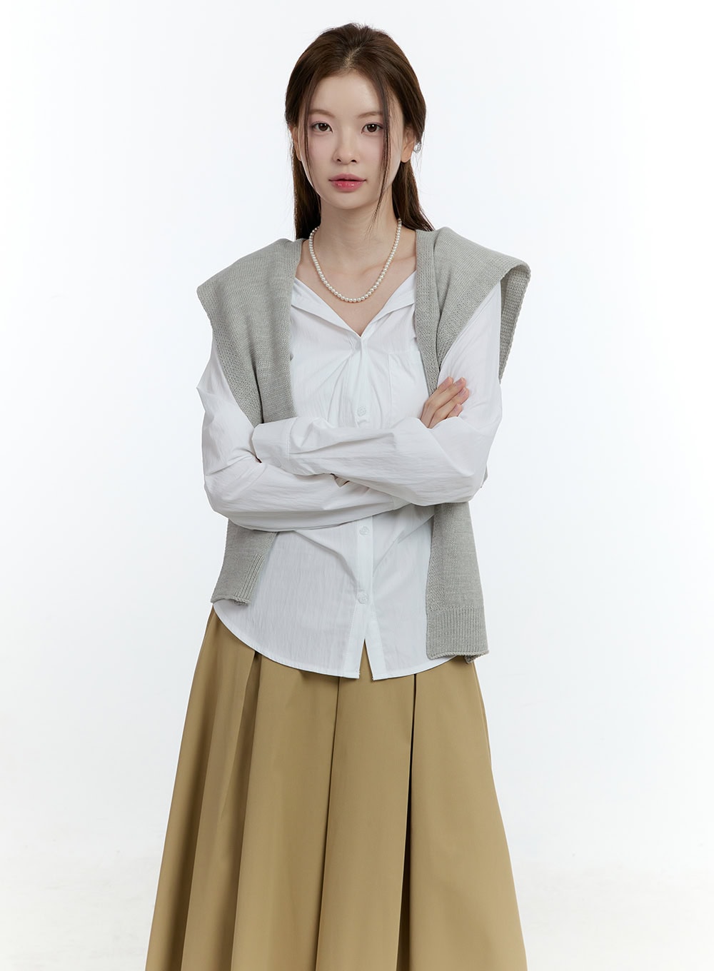 Knitted Front-Tie Shawl CF503