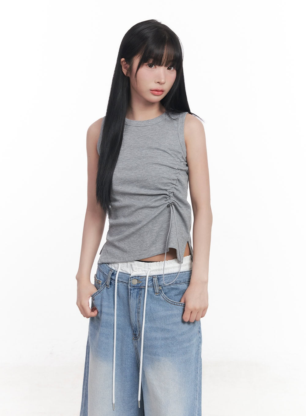 Shirred Crop Tank Top CY527
