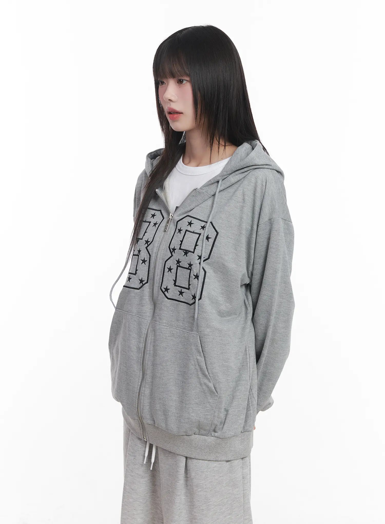"88" Oversized Zip-Up Hoodie CU519