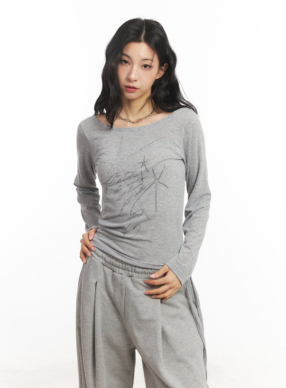 Graphic Shirred Crop Top CA504