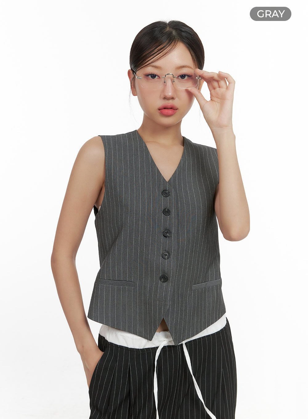 Striped V-Neck Vest CS405