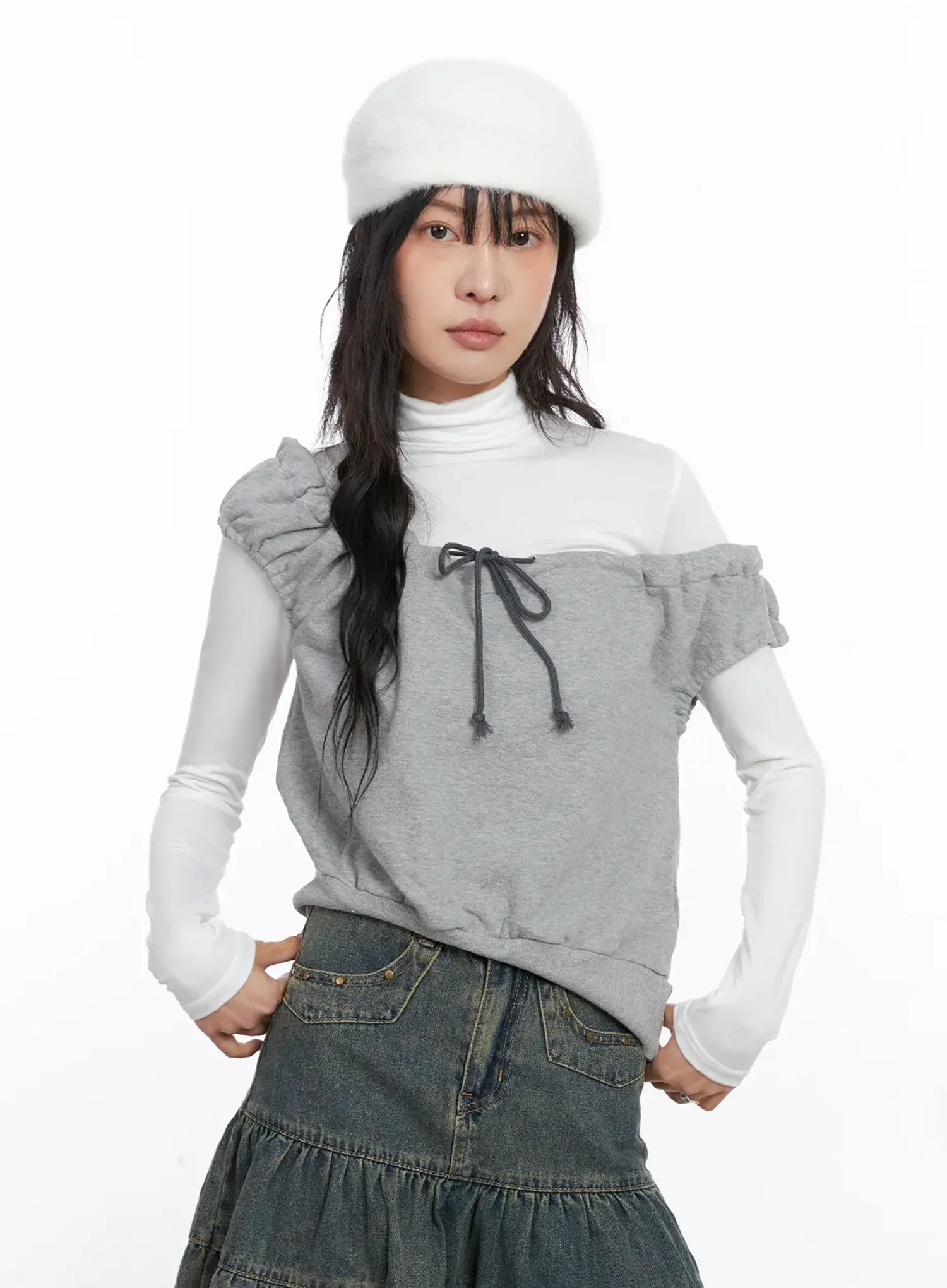 Ruffle Off-Shulder Sleeveless Top CO507