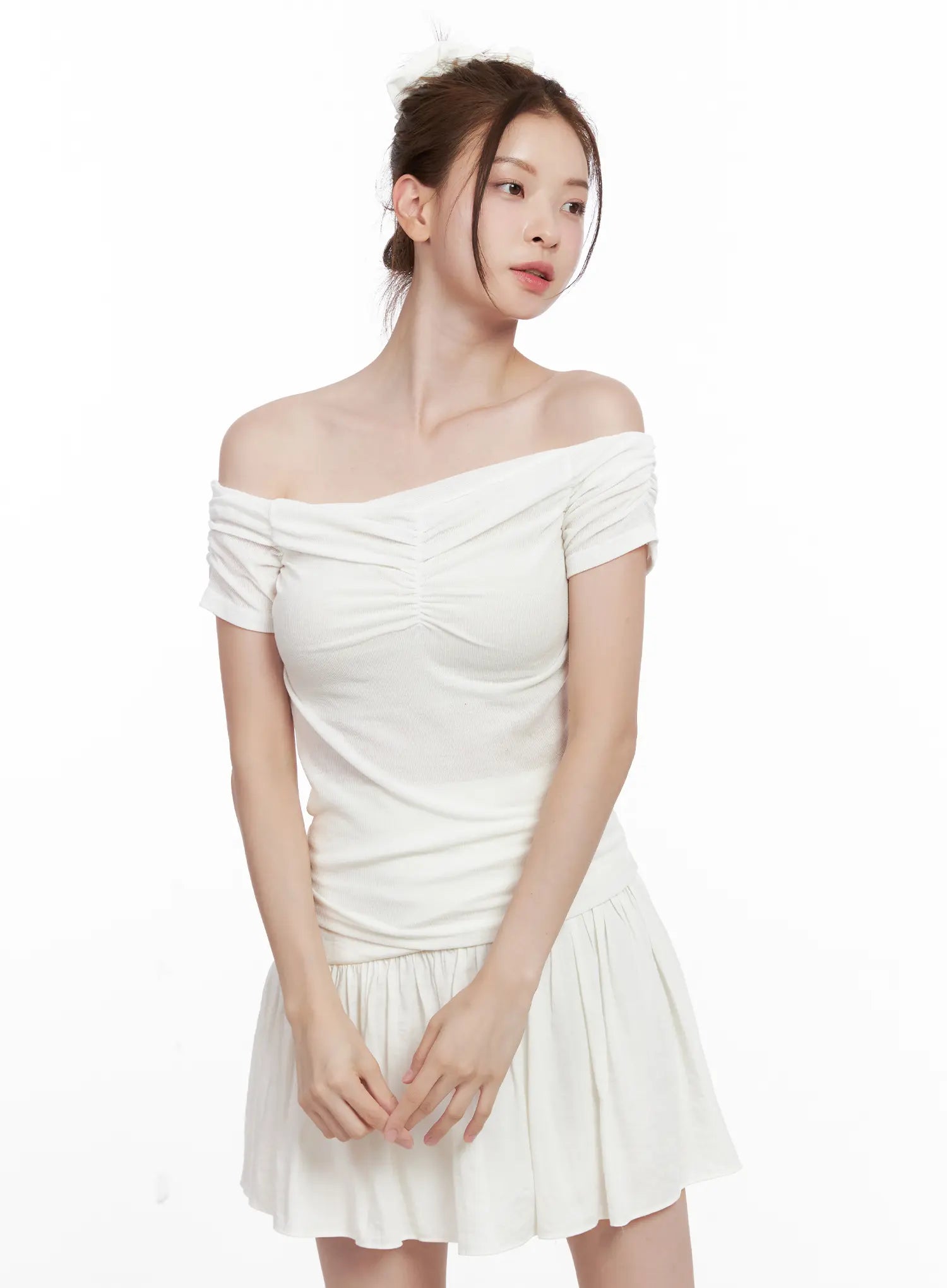 Off-Shoulder Ruched Top CL524