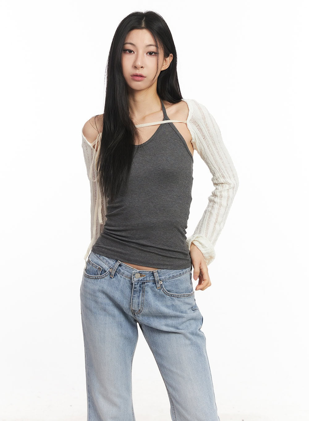 Knit Strap Bolero Cardigan CA516