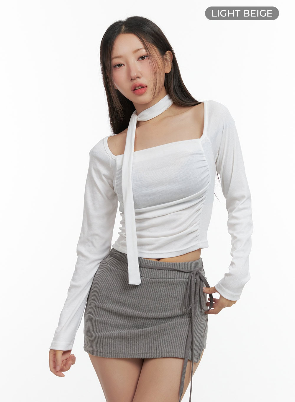 Shirred Square Neck Crop Top CO417