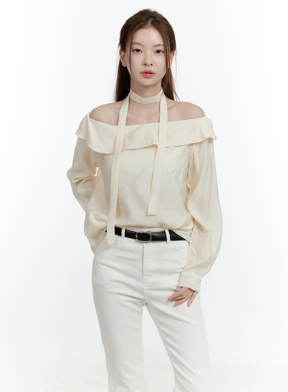Elegant Off-Shoulder Choker Blouse CF504