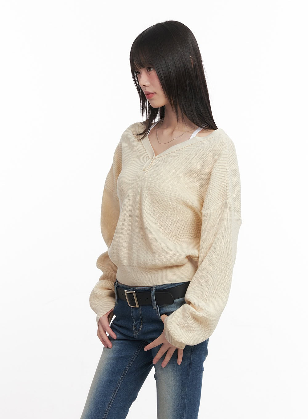 V-Neck Buttoned Cropped Cardigan CM519