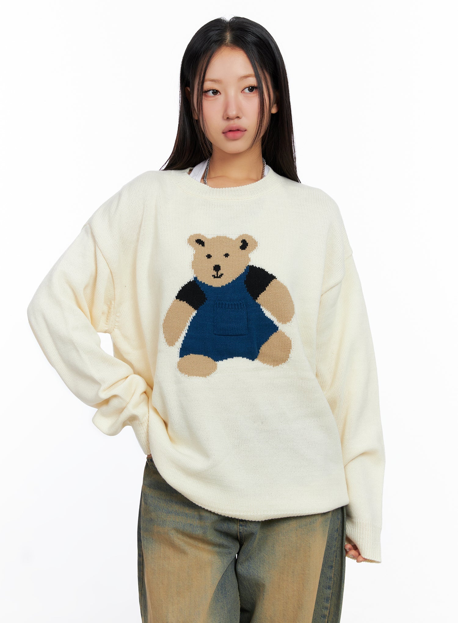Oversized Graphic Knit Sweater CO515