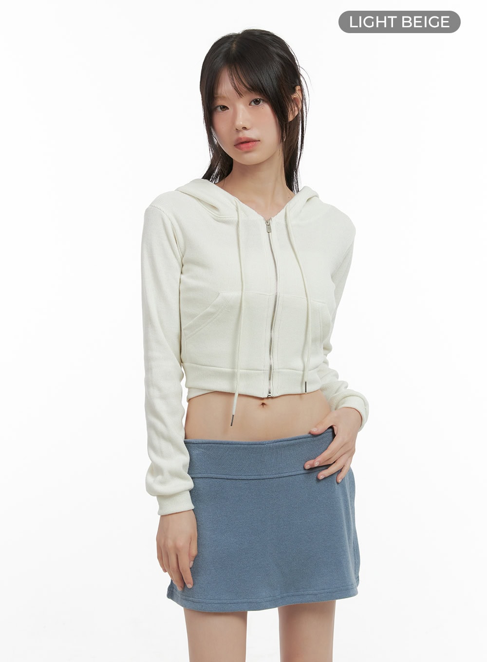 Zippered Hooded Crop Top CS410