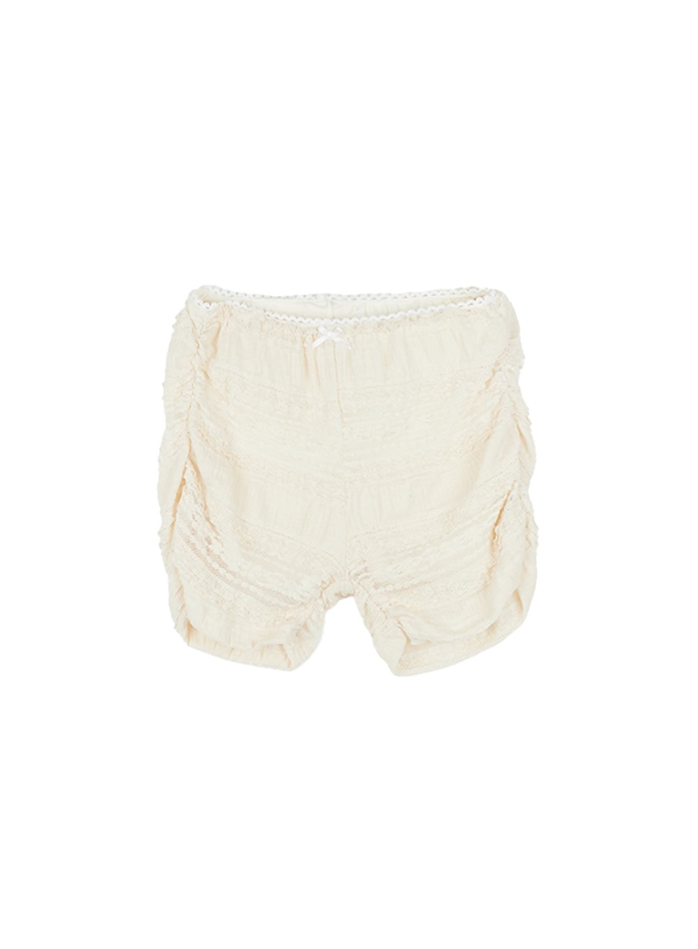 Low-Rise Shirred Lace Shorts CA516